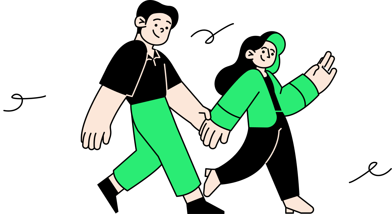 Two people walking together to start a new path in Indonesia