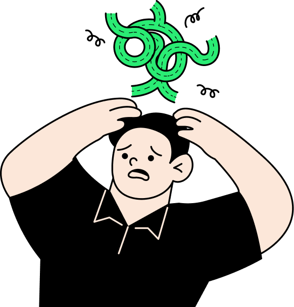 Overwhelmed founder thinking about visas, taxes, and company structure